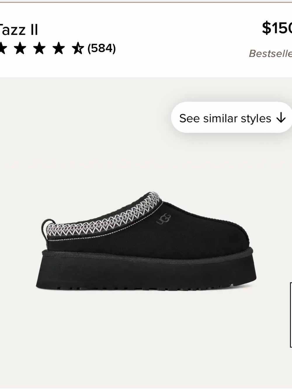 UGG Black Platform Mule with Contrast Stitching